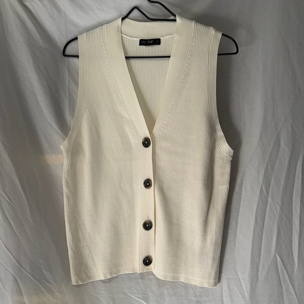F&F Ivory Ribbed Knit Top